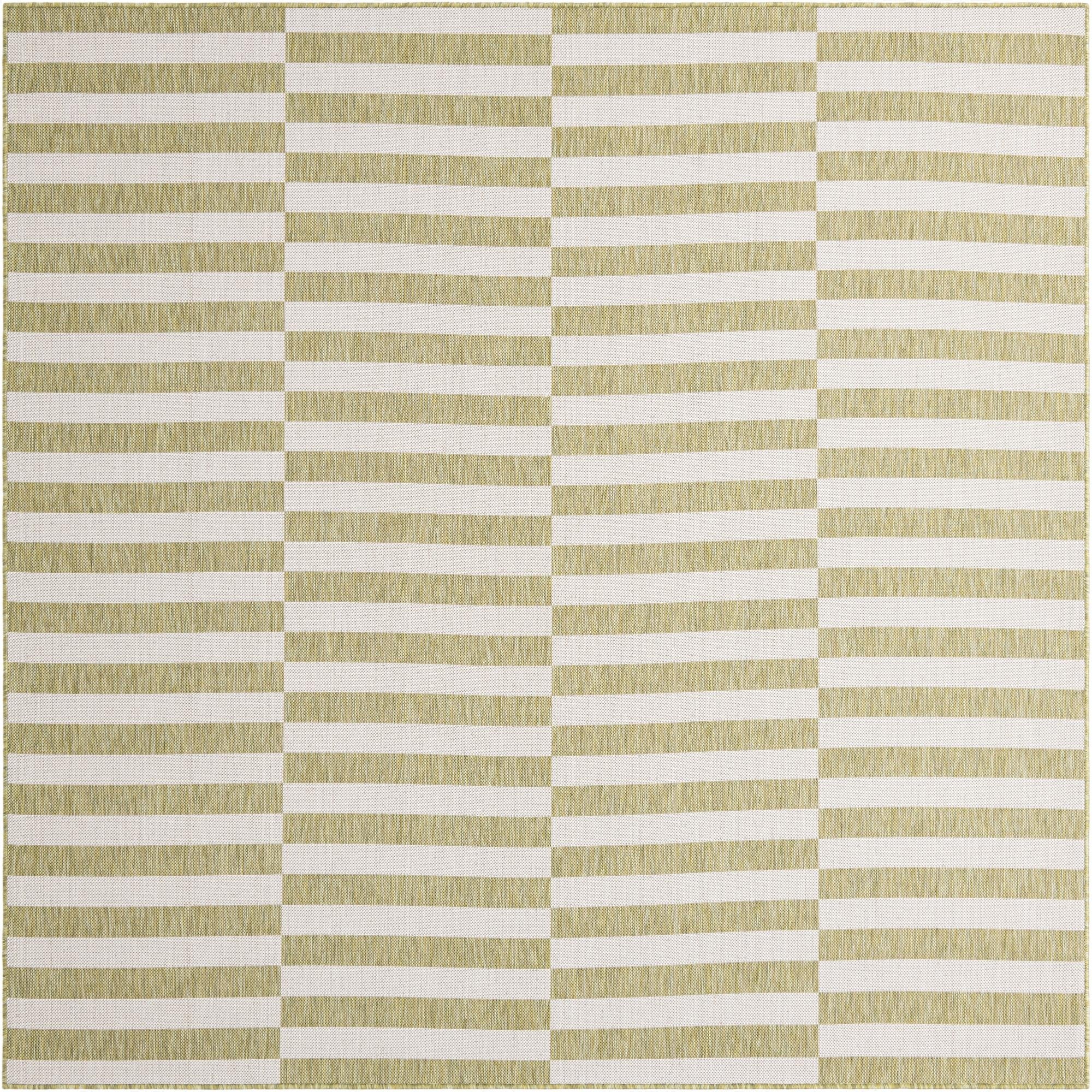 7' 10 x 7' 10  Washable Striped Indoor / Outdoor Square Rug