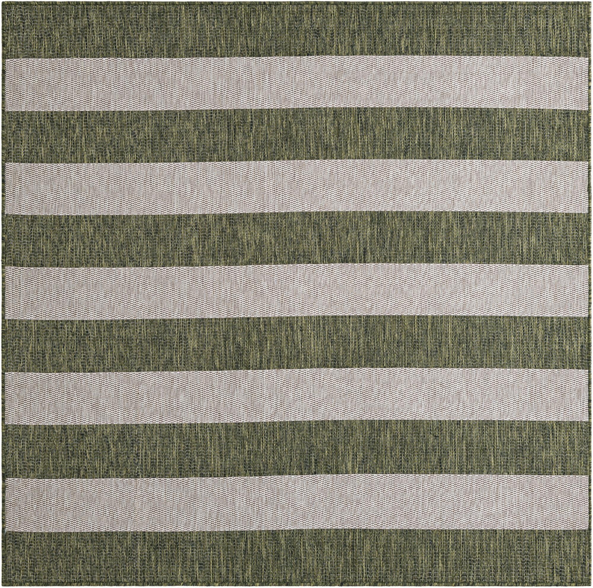 6' x 6'  Washable Striped Indoor / Outdoor Square Rug