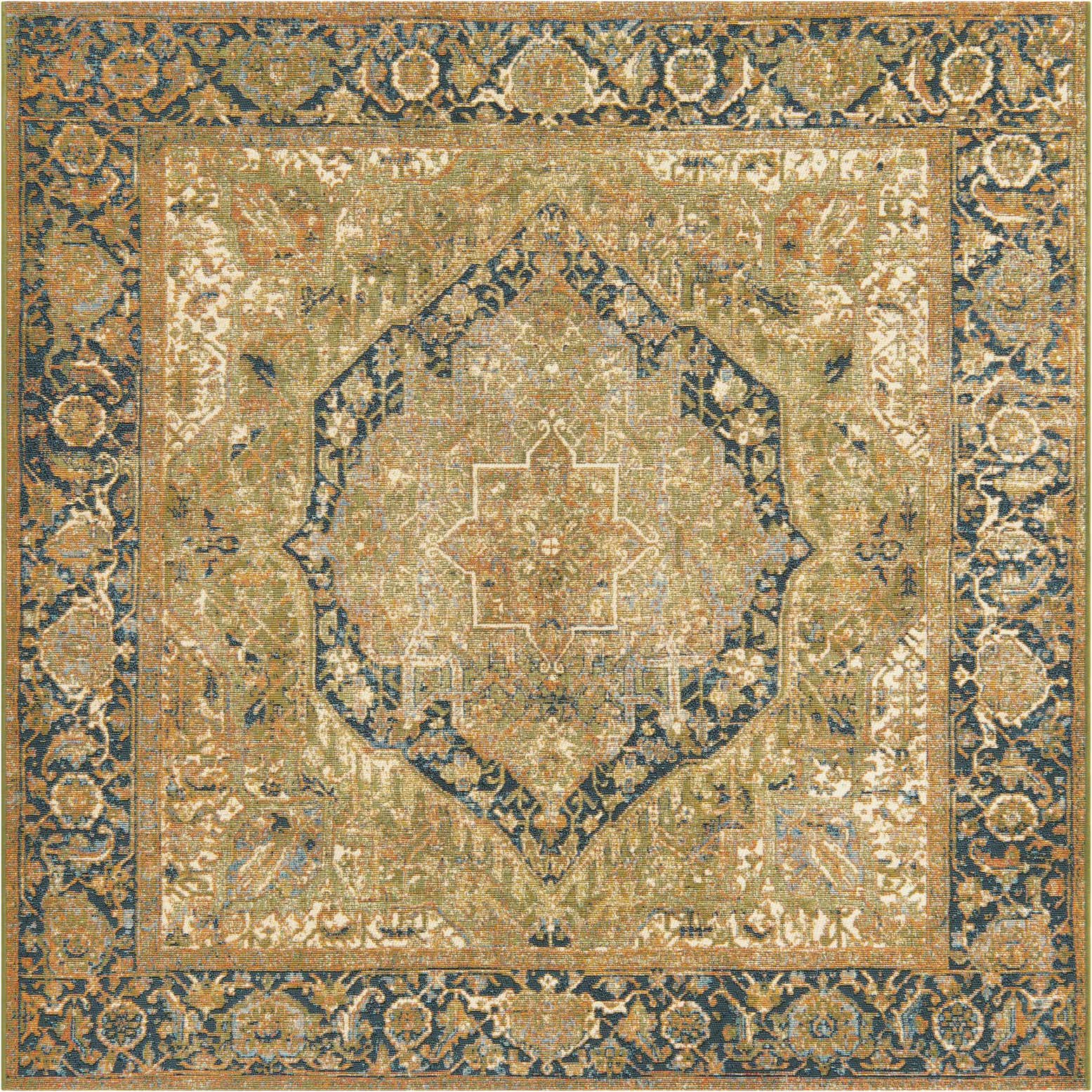 6' x 6' Easy-Clean Traditional Indoor / Outdoor Square Rug