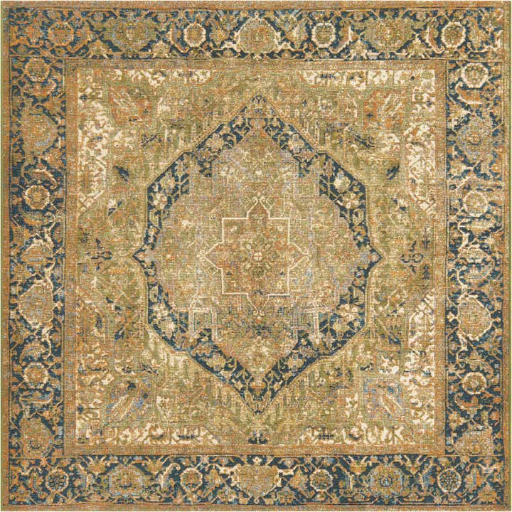 6' x 6' Easy-Clean Traditional Indoor / Outdoor Square Rug