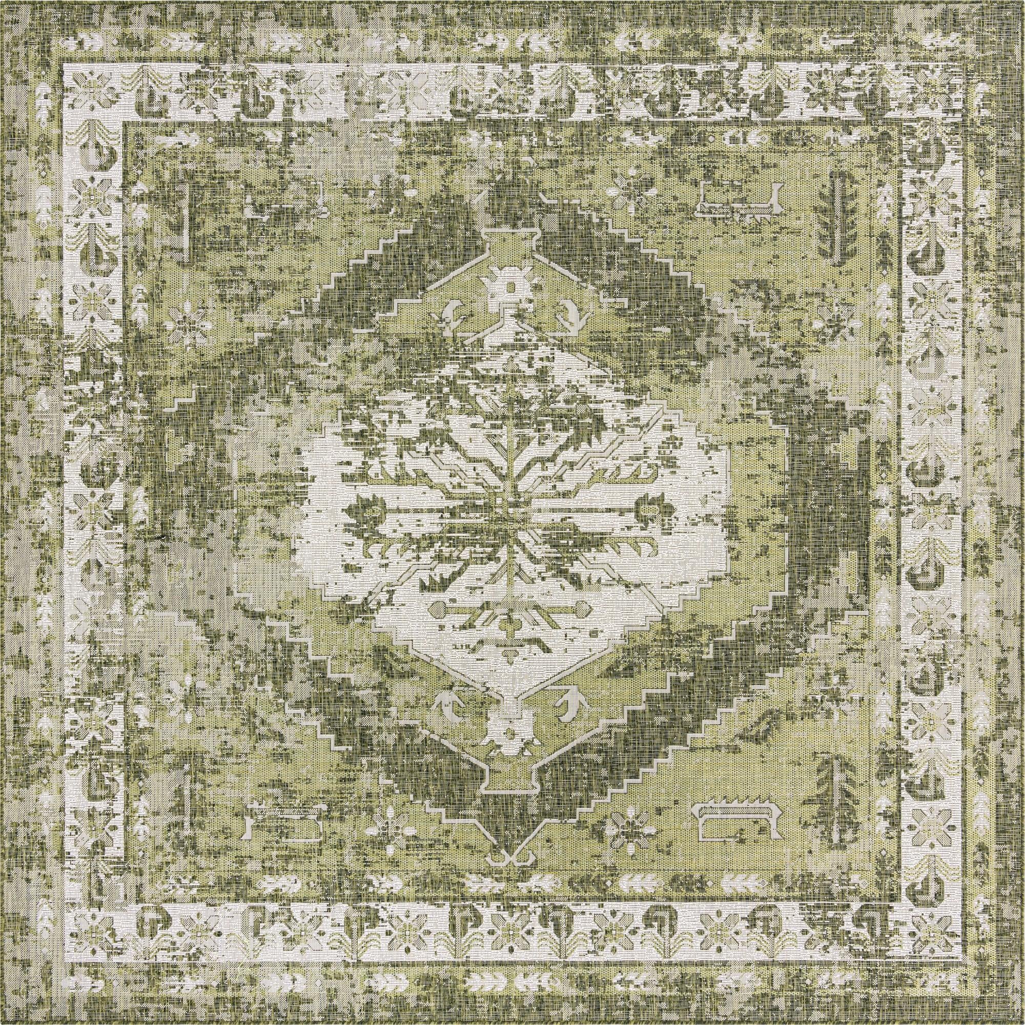 10' x 10' Easy-Clean Traditional Indoor / Outdoor Square Rug