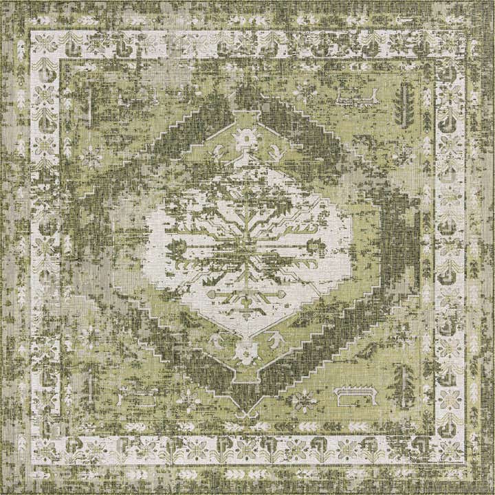 10' x 10' Easy-Clean Traditional Indoor / Outdoor Square Rug