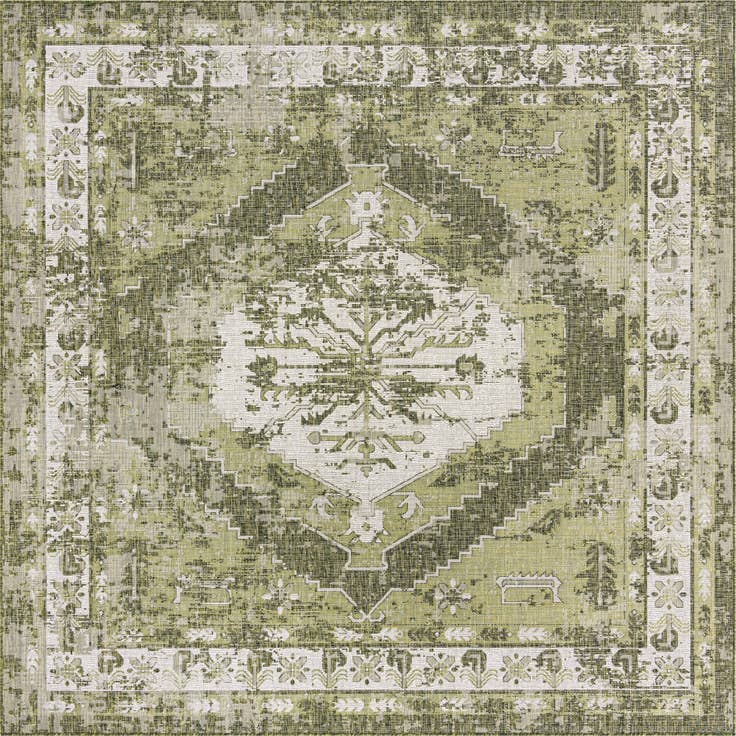 Detail image of 10' x 10' Easy-Clean Traditional Indoor / Outdoor Square Rug