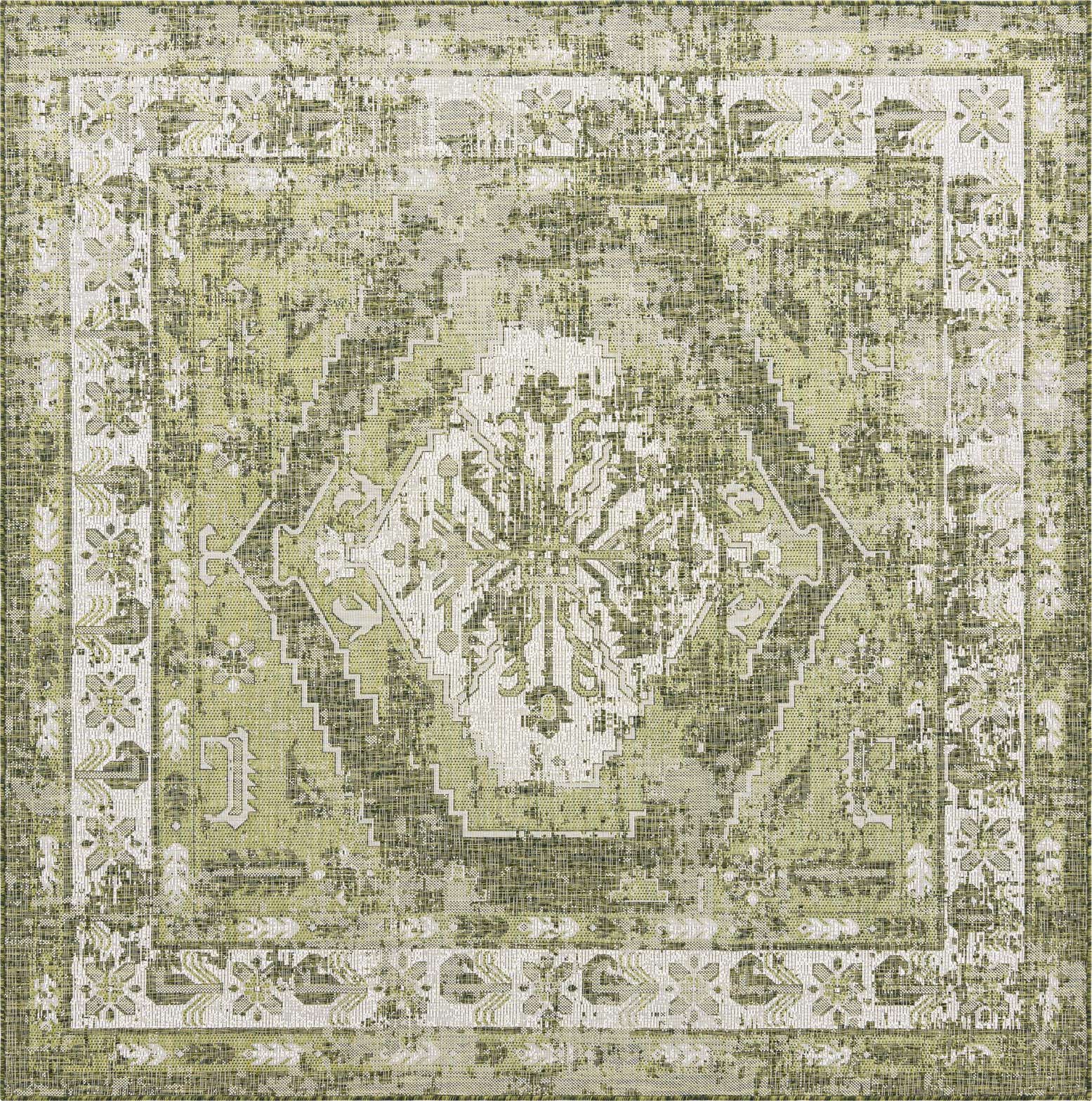 7' 10 x 7' 10 Easy-Clean Traditional Indoor / Outdoor Square Rug