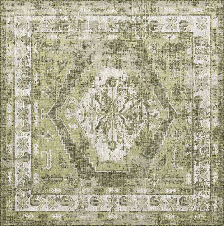 7' 10 x 7' 10 Easy-Clean Traditional Indoor / Outdoor Square Rug