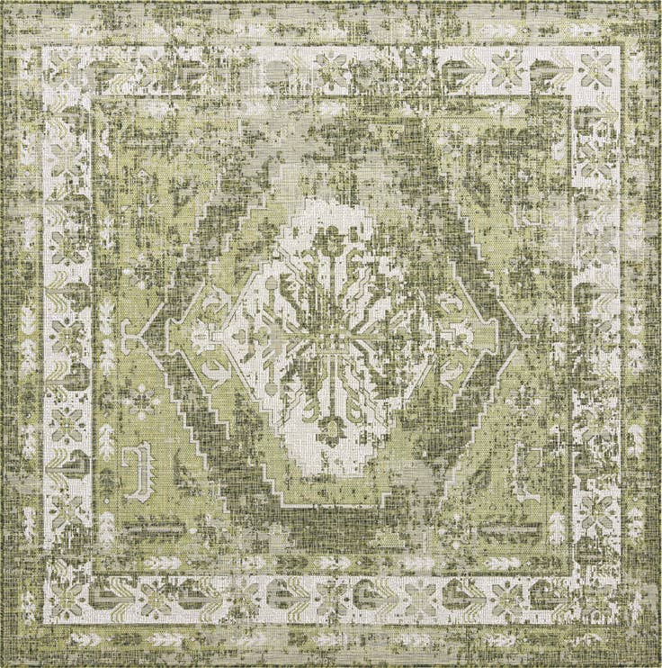 Detail image of 7' 10 x 7' 10 Easy-Clean Traditional Indoor / Outdoor Square Rug
