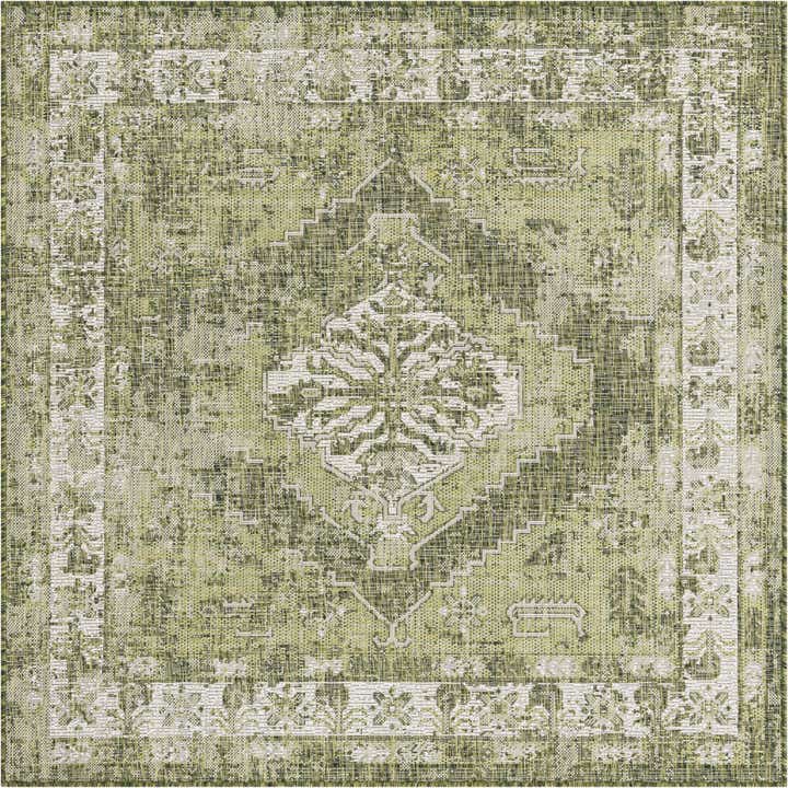 5' 3 x 5' 3 Easy-Clean Traditional Indoor / Outdoor Square Rug