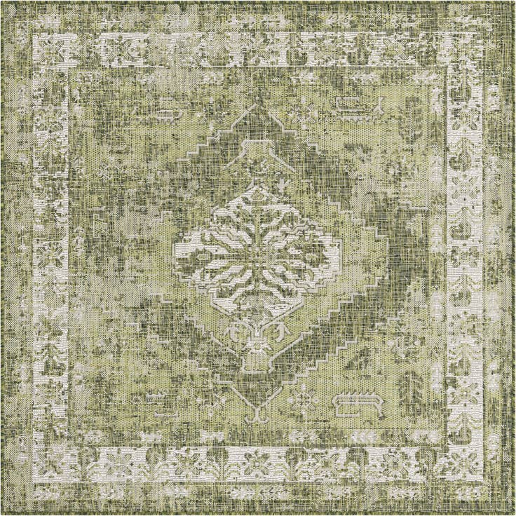Detail image of 5' 3 x 5' 3 Easy-Clean Traditional Indoor / Outdoor Square Rug