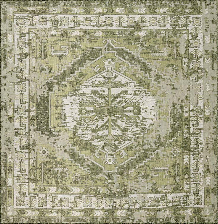 Detail image of 13' x 13' Easy-Clean Traditional Indoor / Outdoor Square Rug