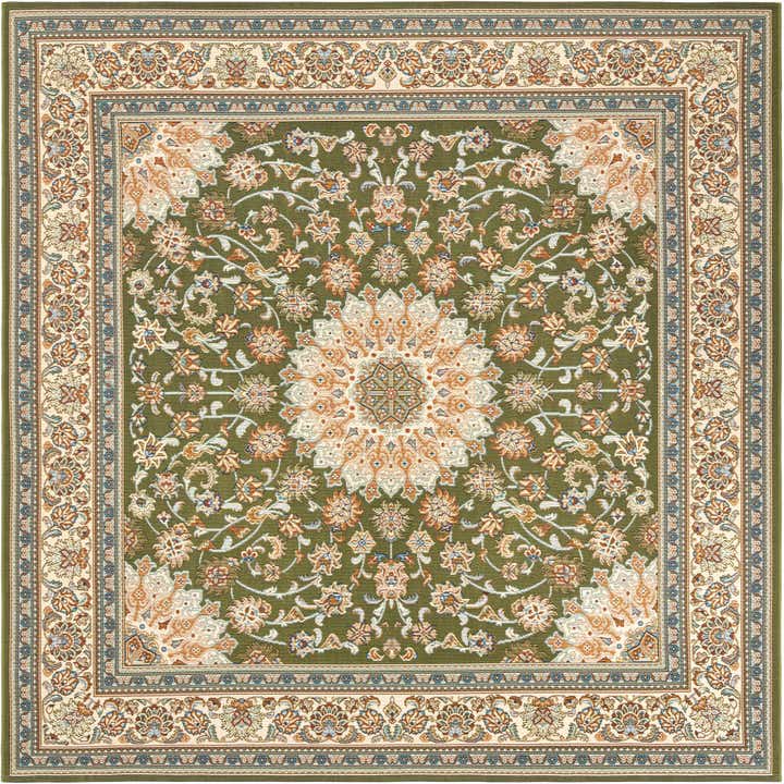 7' 10 x 7' 10 Easy-Clean Traditional Indoor / Outdoor Square Rug
