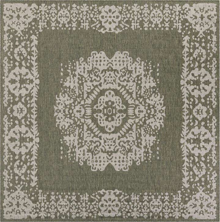10' x 10' Easy-Clean Traditional Indoor / Outdoor Square Rug