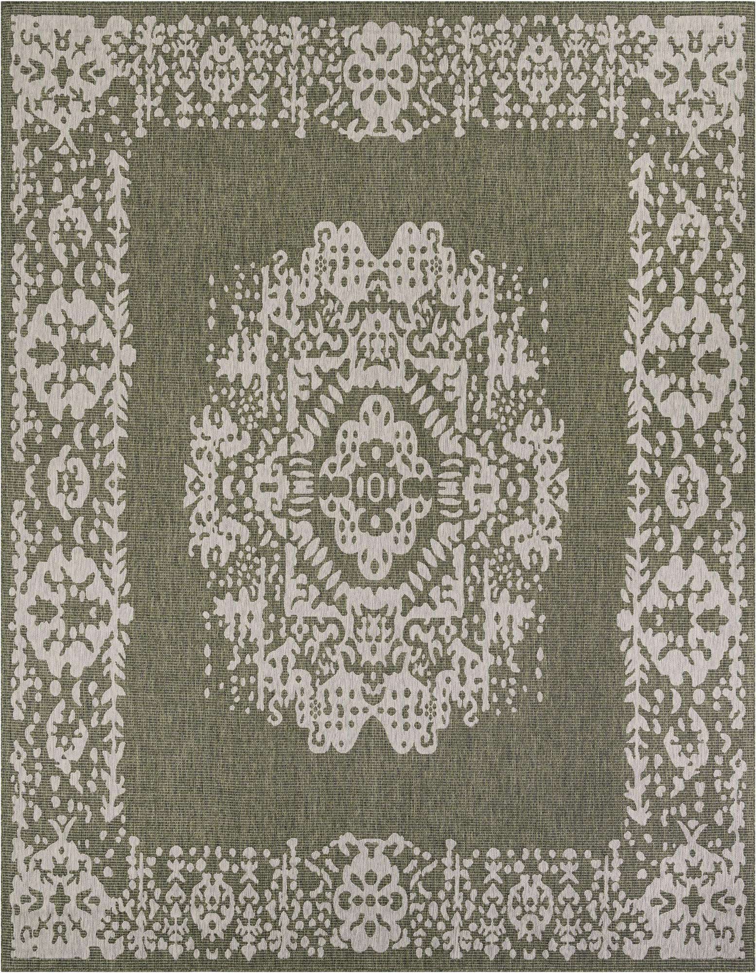12' x 12' Easy-Clean Traditional Indoor / Outdoor Square Rug