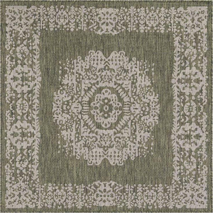 Detail image of 5' 3 x 5' 3 Easy-Clean Traditional Indoor / Outdoor Square Rug