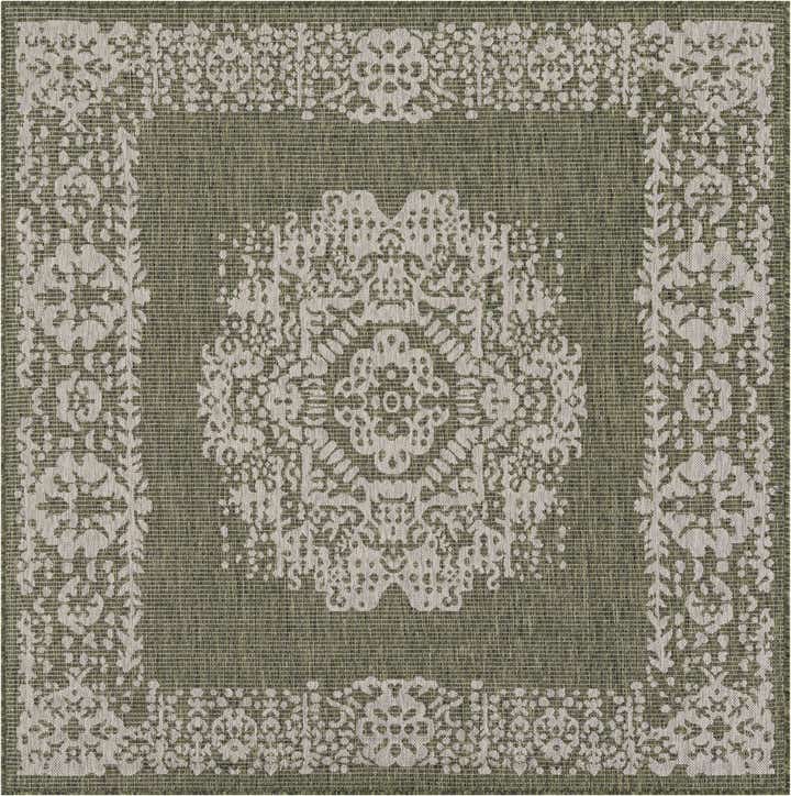 6' x 6' Easy-Clean Traditional Indoor / Outdoor Square Rug