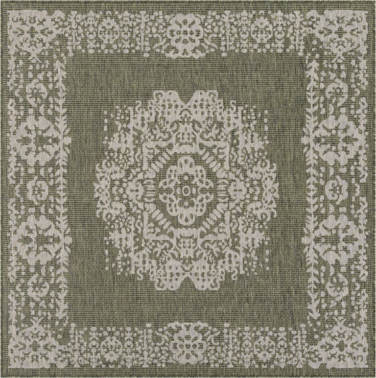 Detail image of 6' x 6' Easy-Clean Traditional Indoor / Outdoor Square Rug