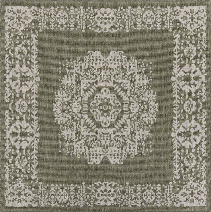 Detail image of 7' 10 x 7' 10 Easy-Clean Traditional Indoor / Outdoor Square Rug