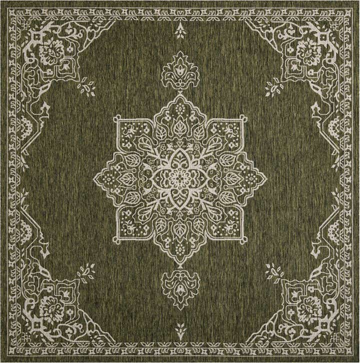 10' x 10' Easy-Clean Traditional Indoor / Outdoor Square Rug