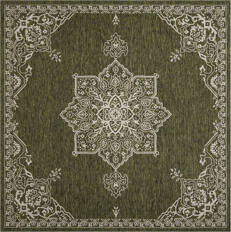 Detail image of 10' x 10' Easy-Clean Traditional Indoor / Outdoor Square Rug