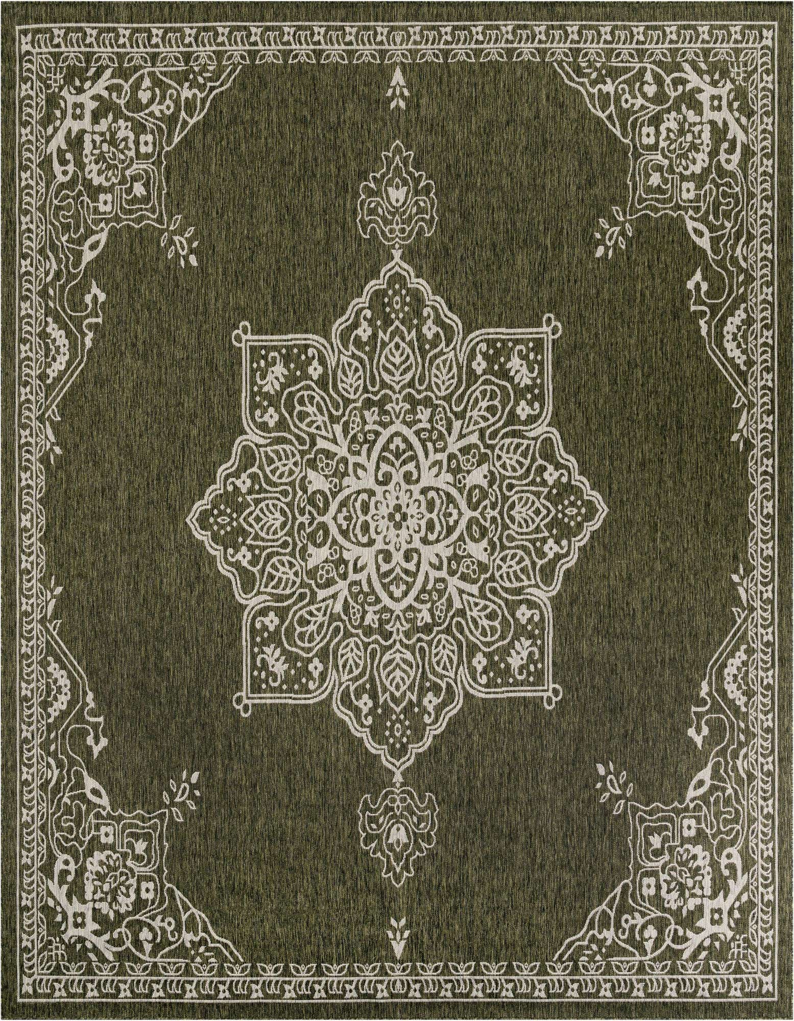 12' x 12' Easy-Clean Traditional Indoor / Outdoor Square Rug
