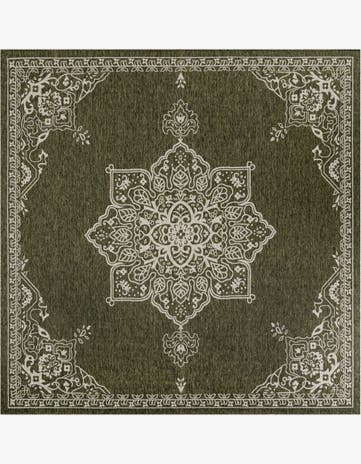 12' x 12' Easy-Clean Traditional Indoor / Outdoor Square Rug