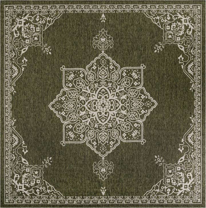 12' x 12' Easy-Clean Traditional Indoor / Outdoor Square Rug