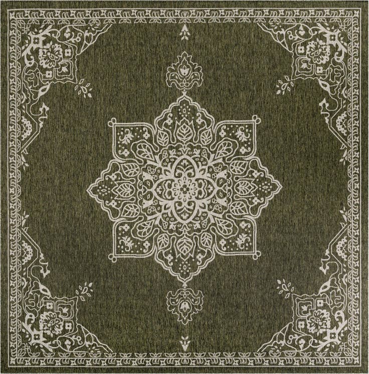 Detail image of 12' x 12' Easy-Clean Traditional Indoor / Outdoor Square Rug