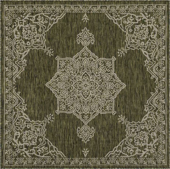 5' 3 x 5' 3 Easy-Clean Traditional Indoor / Outdoor Square Rug