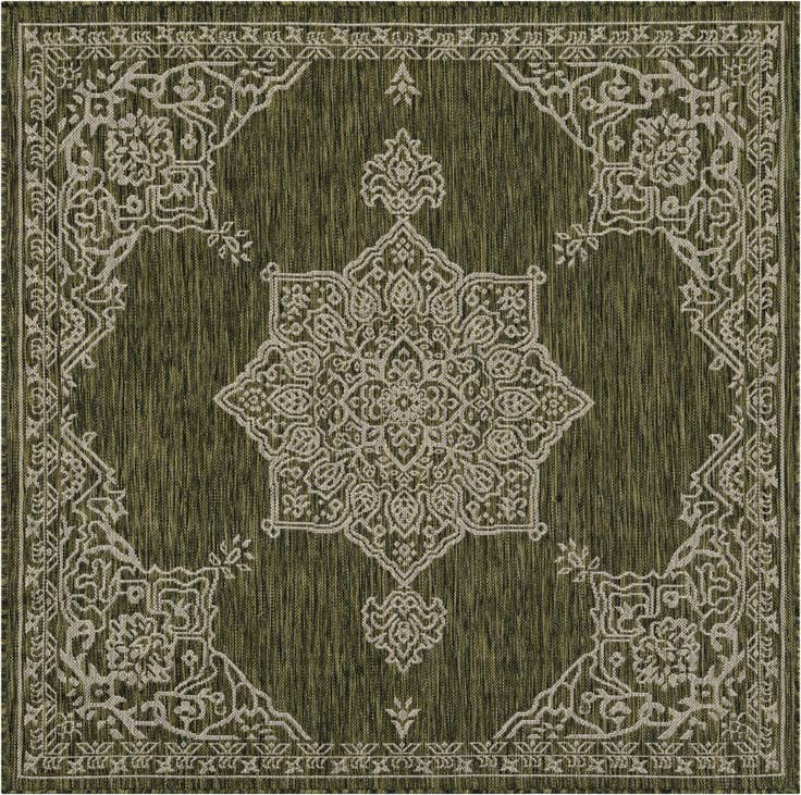 Detail image of 5' 3 x 5' 3 Easy-Clean Traditional Indoor / Outdoor Square Rug