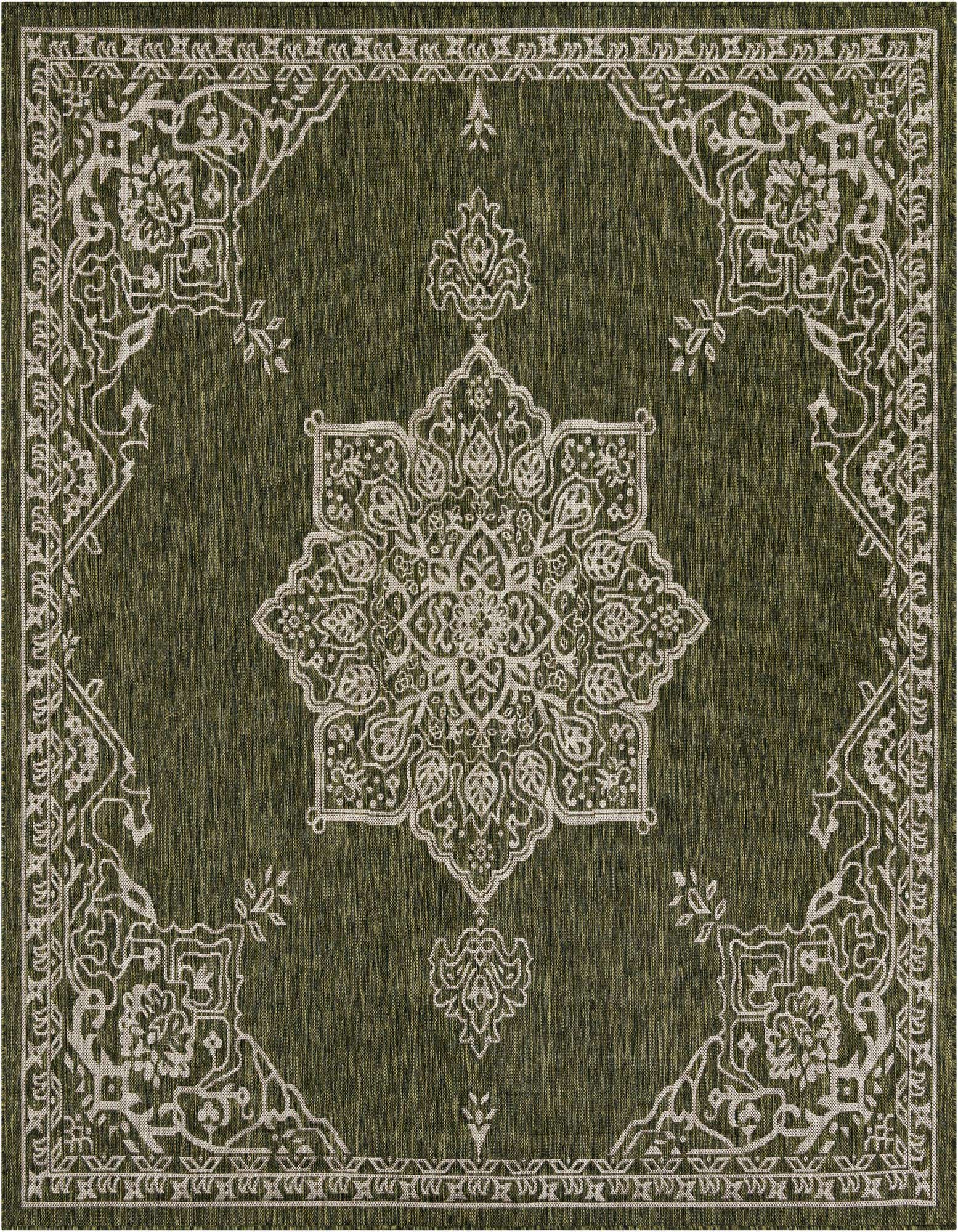7' 10 x 7' 10 Easy-Clean Traditional Indoor / Outdoor Square Rug
