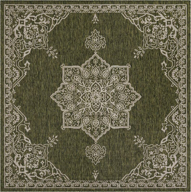 Detail image of 7' 10 x 7' 10 Easy-Clean Traditional Indoor / Outdoor Square Rug