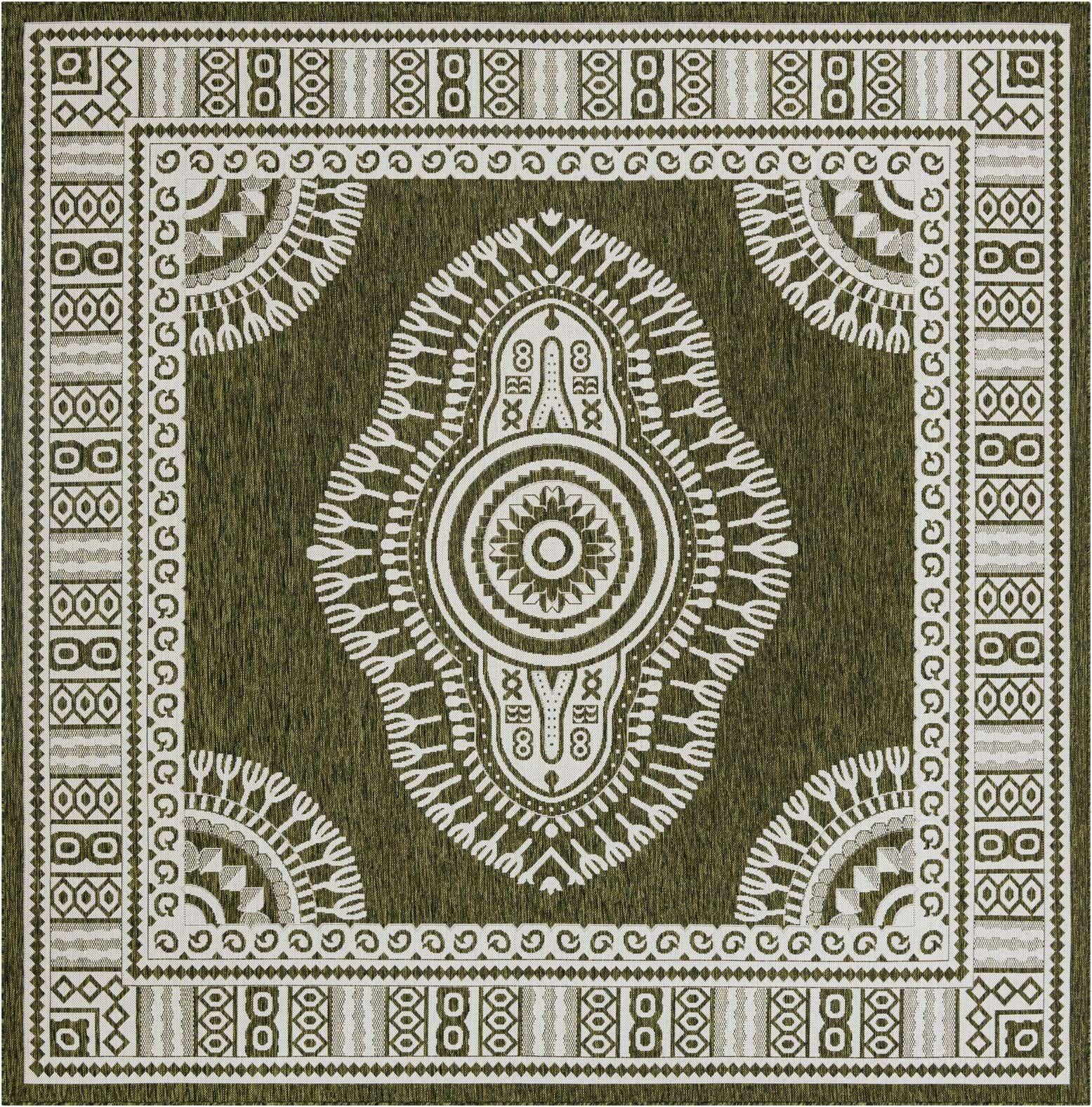 10' x 10' Easy-Clean Traditional Indoor / Outdoor Square Rug