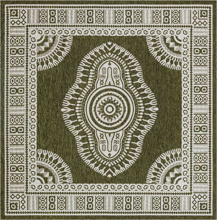 10' x 10' Easy-Clean Traditional Indoor / Outdoor Square Rug