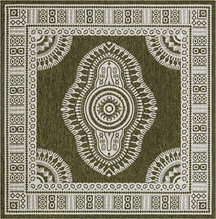 Detail image of 10' x 10' Easy-Clean Traditional Indoor / Outdoor Square Rug