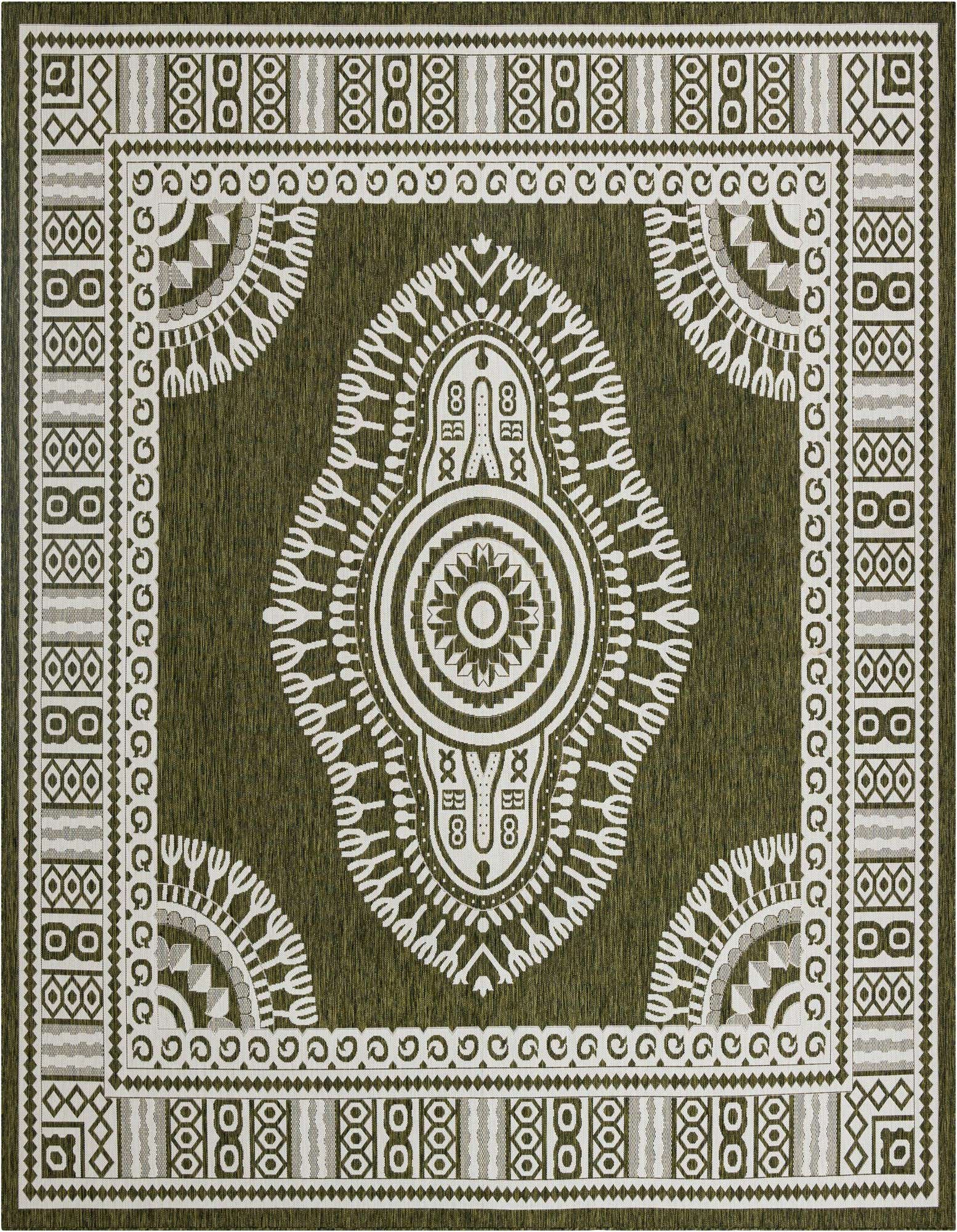 12' x 12' Easy-Clean Traditional Indoor / Outdoor Square Rug