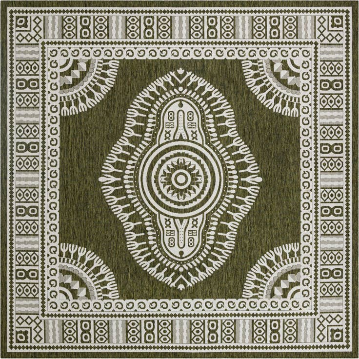 Detail image of 12' x 12' Easy-Clean Traditional Indoor / Outdoor Square Rug