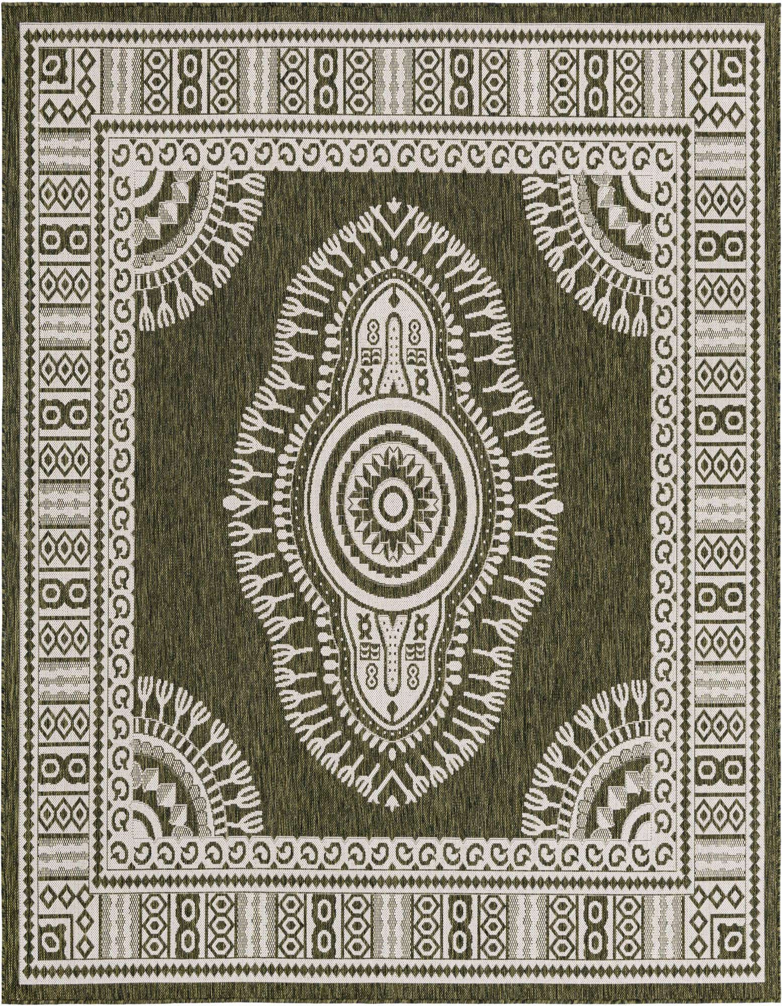 7' 10 x 7' 10 Easy-Clean Traditional Indoor / Outdoor Square Rug