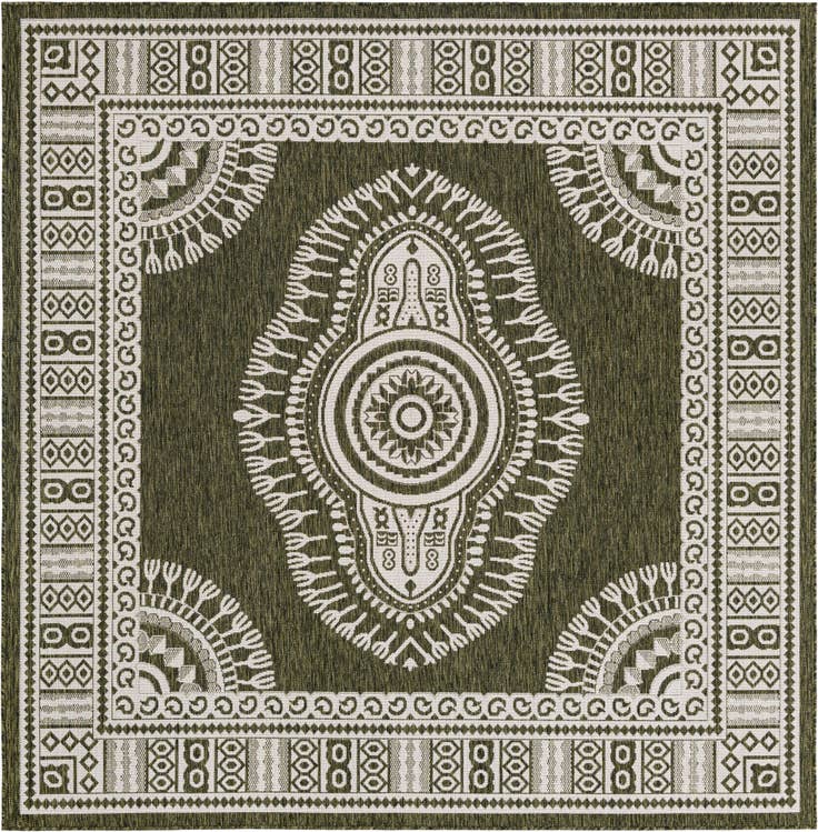 Detail image of 7' 10 x 7' 10 Easy-Clean Traditional Indoor / Outdoor Square Rug