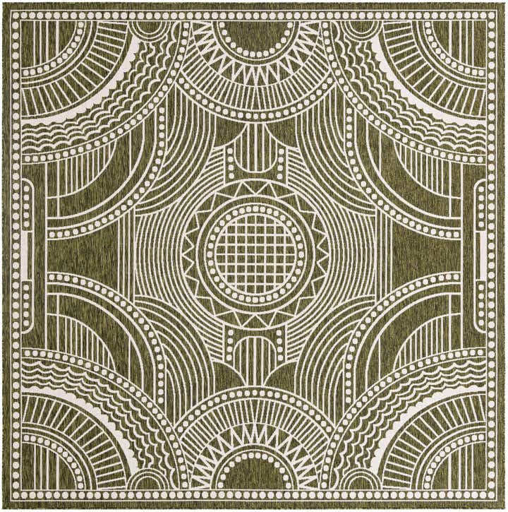 10' x 10' Easy-Clean Traditional Indoor / Outdoor Square Rug