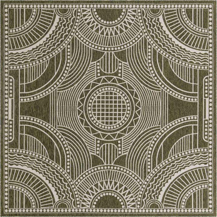 12' x 12' Easy-Clean Traditional Indoor / Outdoor Square Rug