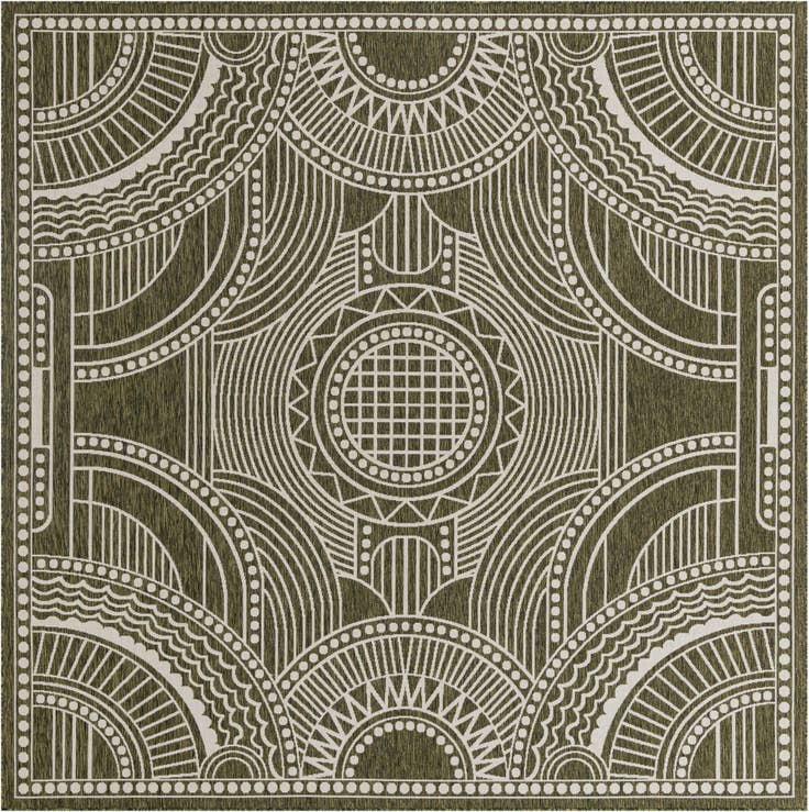 Detail image of 12' x 12' Easy-Clean Traditional Indoor / Outdoor Square Rug
