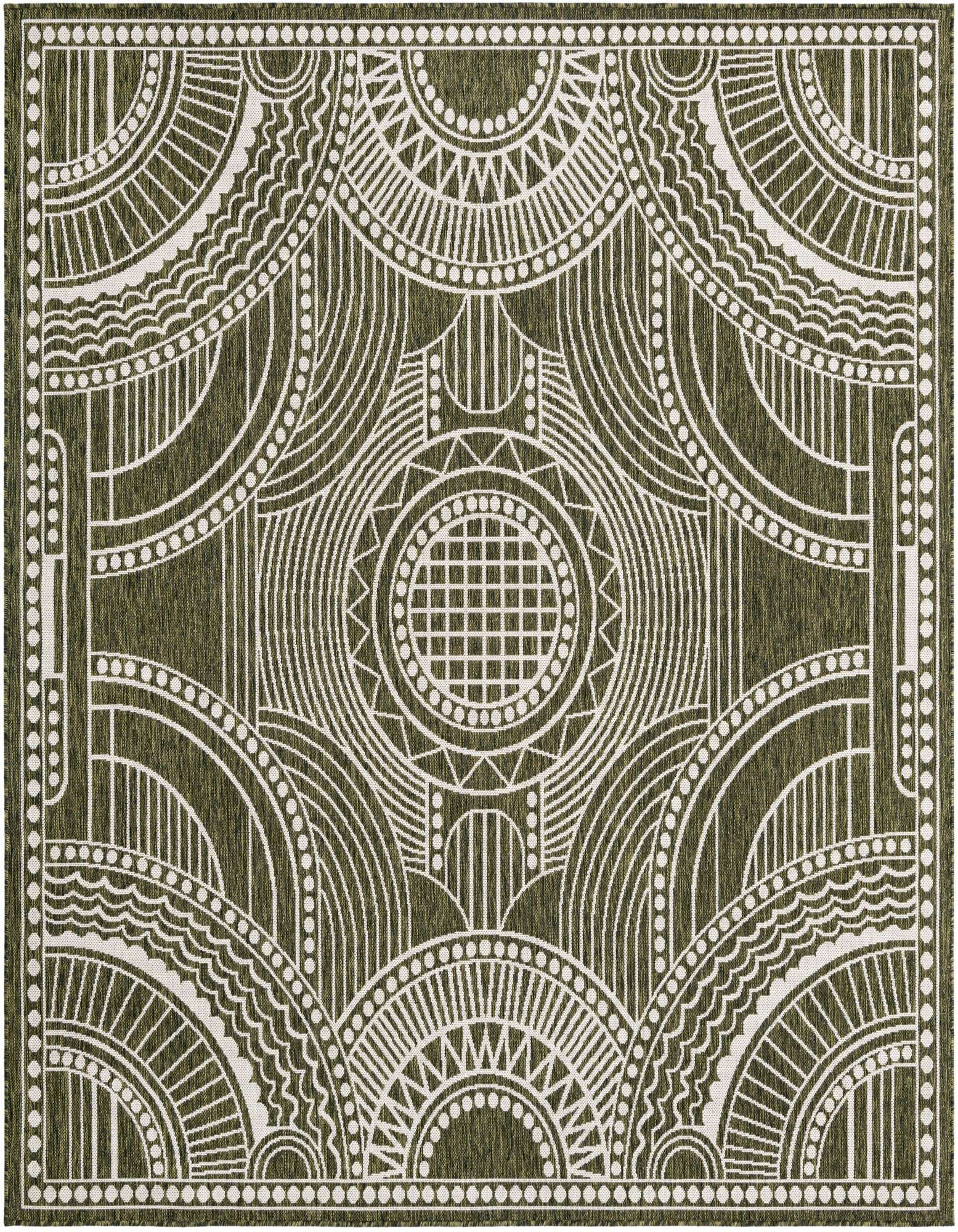 7' 10 x 7' 10 Easy-Clean Traditional Indoor / Outdoor Square Rug