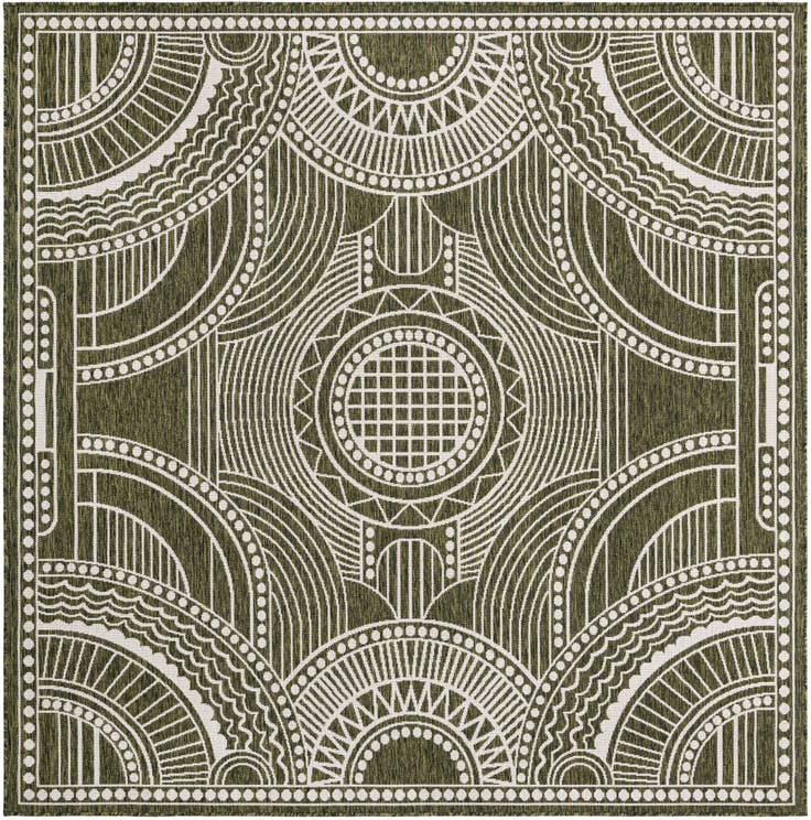 Detail image of 7' 10 x 7' 10 Easy-Clean Traditional Indoor / Outdoor Square Rug