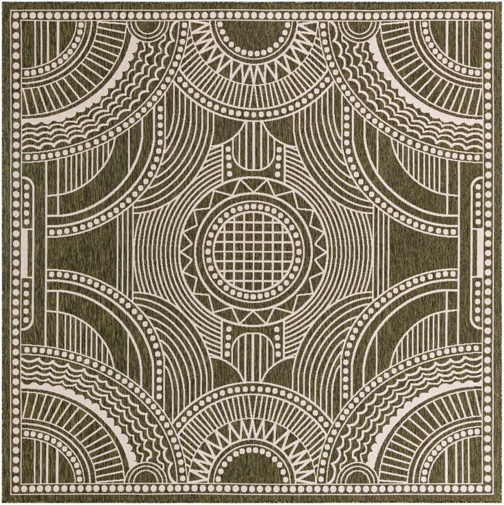 Detail image of 13' x 13' Easy-Clean Traditional Indoor / Outdoor Square Rug