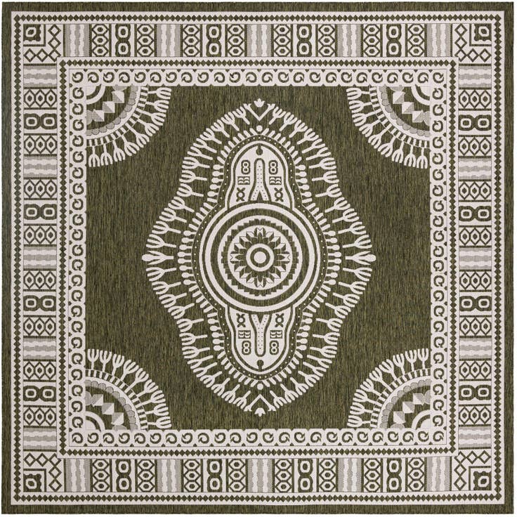 Detail image of 13' x 13' Easy-Clean Traditional Indoor / Outdoor Square Rug
