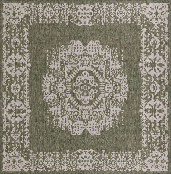 13' x 13' Easy-Clean Traditional Indoor / Outdoor Square Rug