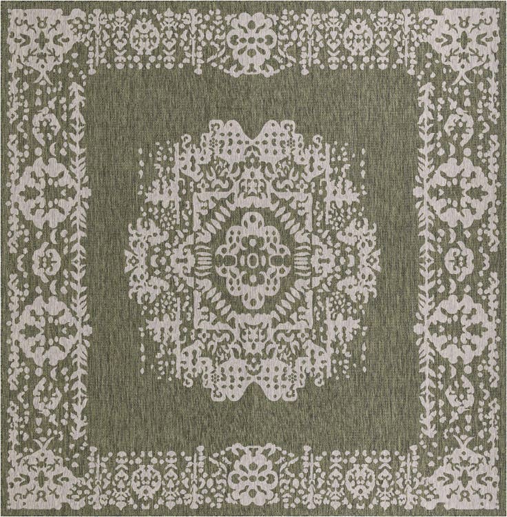 Detail image of 13' x 13' Easy-Clean Traditional Indoor / Outdoor Square Rug