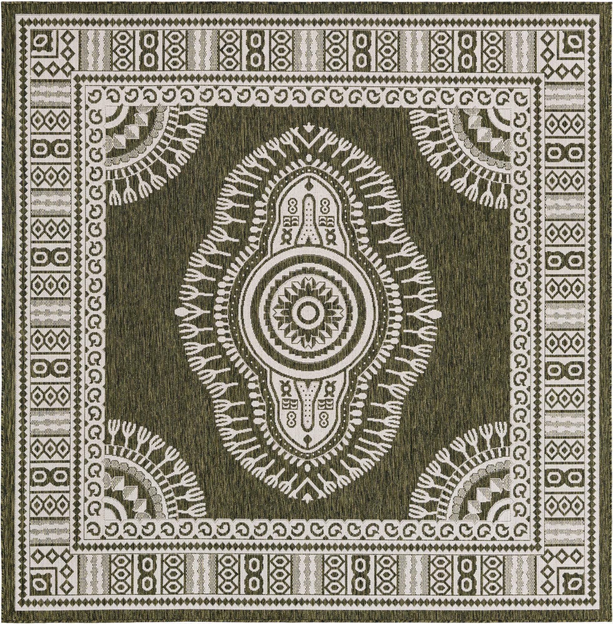 7' 10 x 7' 10  Washable Traditional Indoor / Outdoor Square Rug