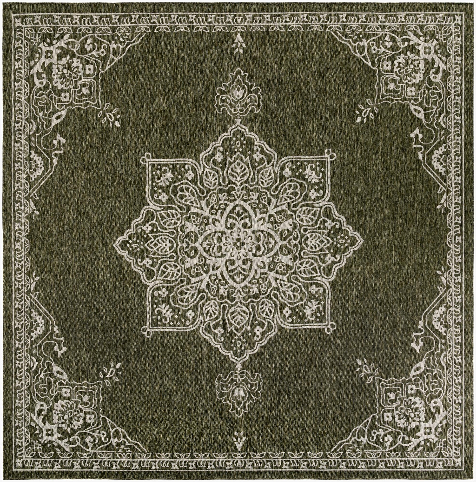 12' x 12'  Washable Traditional Indoor / Outdoor Square Rug