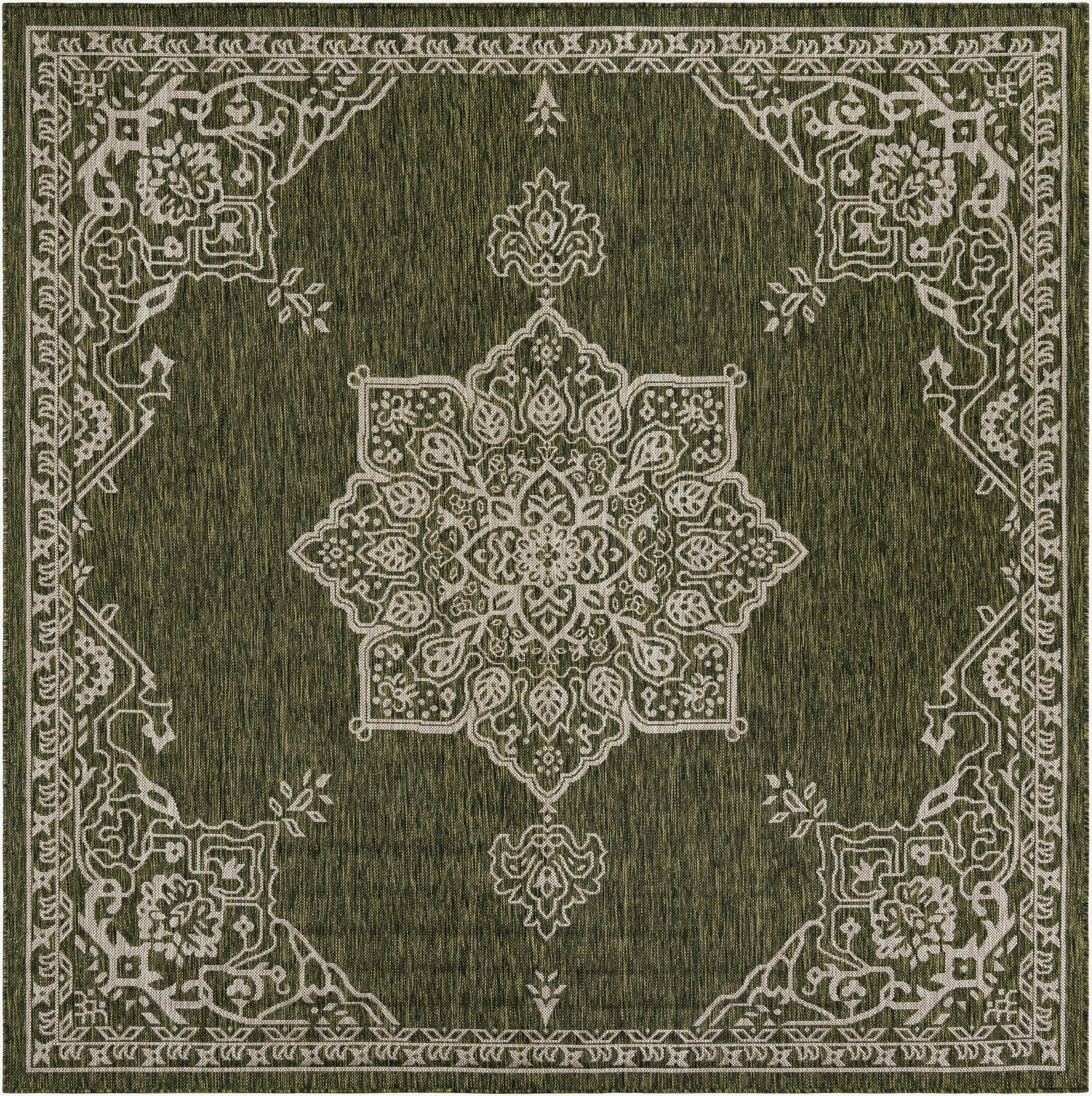 7' 10 x 7' 10  Washable Traditional Indoor / Outdoor Square Rug