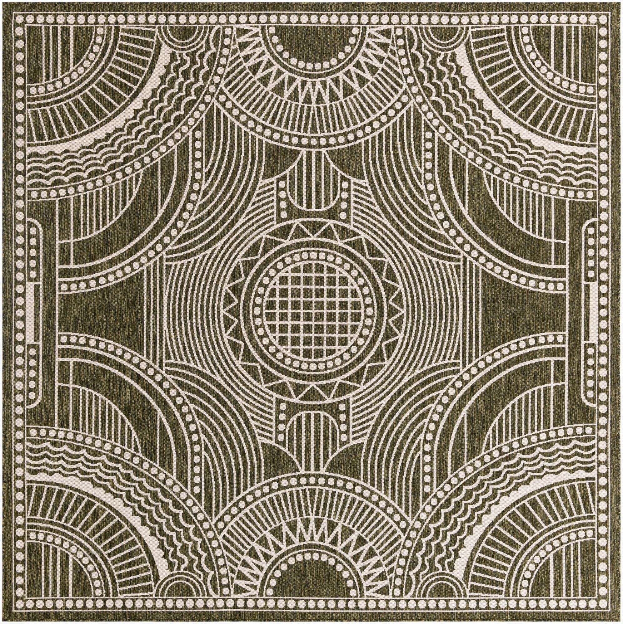 12' x 12'  Washable Traditional Indoor / Outdoor Square Rug